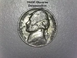 1943P Jefferson War Dritto argento nichel e delaminazione inversa {SPEDIZIONE GRATUITA} - Foto 1 di 2