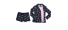 Nautica Women's Button Front Shirt, Tank Top, Boxers 3 Piece Pajama Set, Navy, M