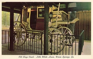 FDR alte Postkutsche Warm Springs kleines weißes Haus Georgia GA Vintage Postkarte - Bild 1 von 2