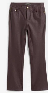 Neu, glänzende Bootcut-Stretchhose, Lederlook, GR. 54, weinrot - Bild 1 von 4