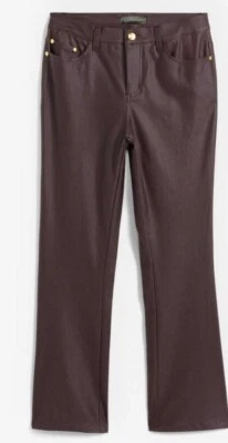 Neu, glänzende Bootcut-Stretchhose, Lederlook, GR. 54, weinrot - Bild 1 von 4