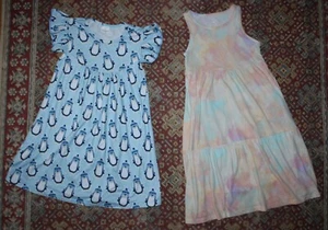 Lot of 2 Girls Spring Summer Dresses 4-5 5-6 T wonder nation XL Cotton Poly Span - Picture 1 of 24