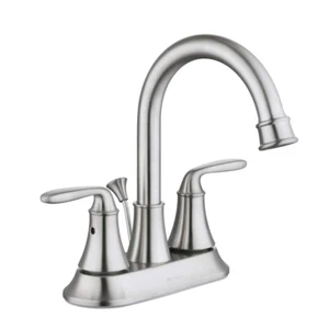 Glacier Bay Centerset Bathroom Faucet 4" Double Lever Handle High-Arc Chrome New - Picture 1 of 12