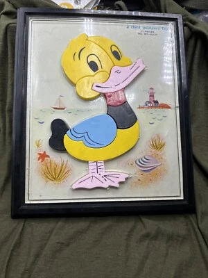 Vintage Magnetic Puzzle Duck 10 Piece Inlaid Toy Plastic Child Guidance 901  - Image 1 of 4