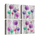 Abstract dandelion flowers painting 4 Piece Framed Color Home Decor Pictures 