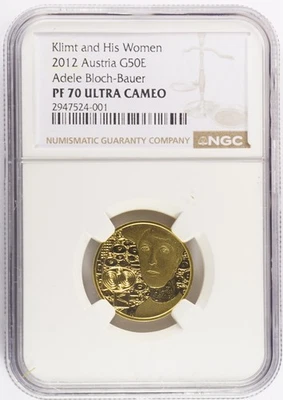 2012 Austria Gold 50 Euro Klimt & His Women Adele Bloch-Bauer NGC PF70UC - Image 1 of 2