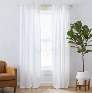 SET OF 6 West Elm European Flax Linen Blackout Curtain 48"x96" - Picture 1 of 6