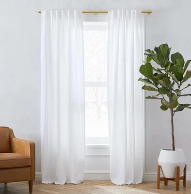 SET OF 6 West Elm European Flax Linen Blackout Curtain 48"x96" - Image 1 of 4