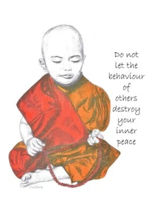 Little Monk Inner Peace Quote A3 Print, motivational art - Picture 1 of 2