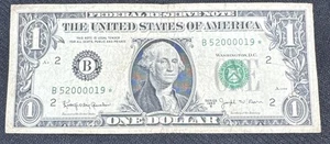 1963B STAR NOTE $1 DOLLAR BILL ( NEW YORK B )  Fancy Serial Number 4 in a row - Picture 1 of 4