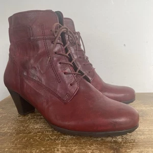 Gabor Red Leather Ankle Boots Heel Zip 7 Hovercraft - Picture 1 of 13