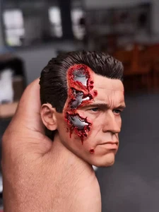 T800 Terminator Arnold Battle Damage Head Sculpt for 1/4 Scale Figure Model 18in - Picture 1 of 4