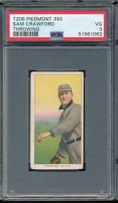 T206 Piedmont 350/25 Sam Crawford (Throwing) PSA 3 - Detroit HOF - Image 1 of 3