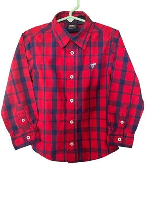Wrangler Shirt Boys 4T Plaid Long Sleeve Button Down Western Country Rodeo — 第 1/4 张图片