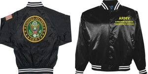 ARMY AIRBORNE SCHOOL*FORT BENNING*EMBROIDERED SATIN JACKET*2-SIDE*ARMY LICENSED - Picture 1 of 2