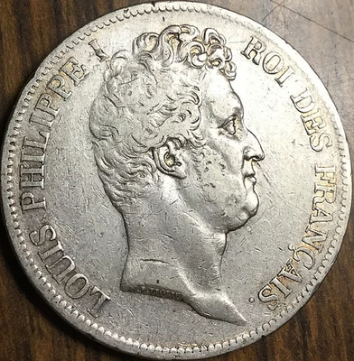 1831 FRANCE SILVER 5 FRANCS COIN Foto 1 de 2