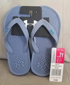 Under Armour Youth Flip Flops Sandals Blue Atlantic Dune II Size 2 NWT Unisex - Picture 1 of 4