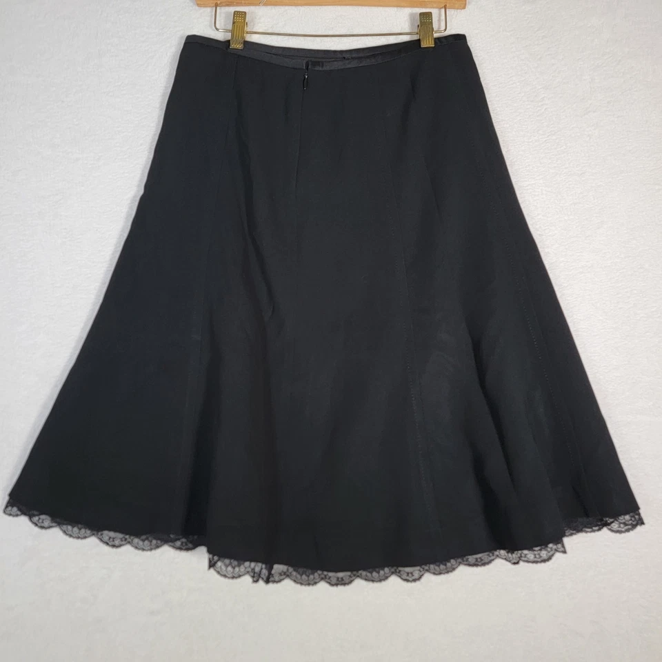 Liz Claiborne Womens Black Knee Length Skirt Lace Trim A-line Pleated Size 4 - Image 1 of 4