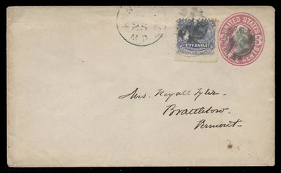 U58 - UPSS #125/1 - USED ENVELOPE with Sc# 114 ADDED TO MAKE UP 4c RATE - Image 1 of 2