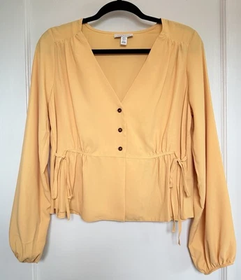BLUSA TOPSHOP AMARILLA PEPLUM ABOTONADA TALLA 4 Foto 1 de 3