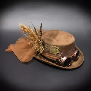 Steampunk Hat, Steampunk Goggle, Steampunk Feather Gears Accessories - Picture 1 of 13