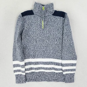 J Crew Sweater Boys 6 7 Blue Crewcuts Half Zip Sporty Stripe Kids Youth Pullover - Picture 1 of 13