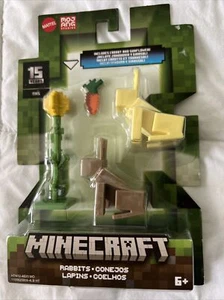 Minecraft Rabbits Includes Carrot And Sunflower Figures Mattel New - Picture 1 of 2