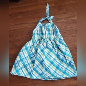 GYMBOREE OUTLET Girls 5 blue plaid halter sundress - Picture 1 of 7
