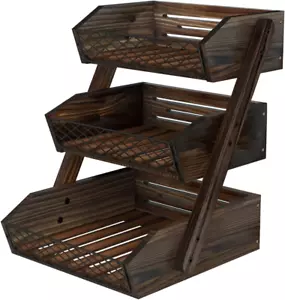 Fruit Basket for Kitchen, 3 Tier Fruit Bowl for Kitchen Counter,Wooden Vegetable - Picture 1 of 6
