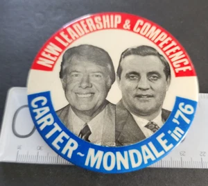 New Leadership & Competence CARTER -Mondale in 76 President 3.5" Pinback Button - Picture 1 of 4