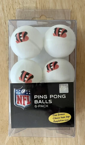 Six NFL Cincinnati Bengals Ping Pong/Tennis Table Balls - New Cover