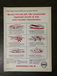 Aceite de aviación vintage 1960 Shell Aeroshell página completa anuncio original - Imagen 1 de 1