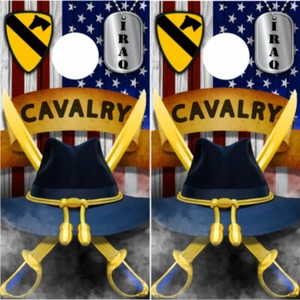 Cornhole Board Wraps US Veteran amerikanische Flagge Kavallerie Soldaten Pferd 01 - Bild 1 von 3