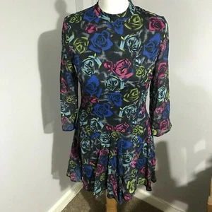 Topshop Rose Print Flippy Dress UK12 EUR40 US8 RRP £60 - Picture 1 of 7