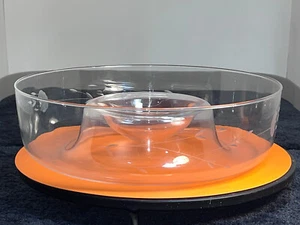 Princess House Heritage Etched Floral Chip Veggie Dip Clear Glass serving bowl - Picture 1 of 5