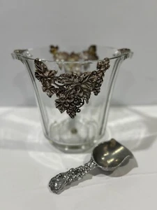 Arthur Court dickes Glas Eiskübel Jugendstil geformte Silbertrauben mit Schaufel - Bild 1 von 7