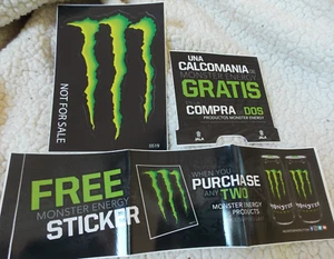 3 Monster Energy Drink Stickers Logo Decal M Claw,2 ad stickers 1 in Spanish - Picture 1 of 4