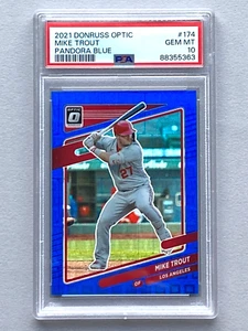 2021 Donruss Optic PANDORA Blue MIKE TROUT #174 PSA 10 Gem Mint #'d 12/99, LOOK! - Picture 1 of 5