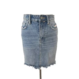 NWT Womens ALL SAINTS Blue Distressed KIM Denim Pencil Mini Skirt Size 4 - Picture 1 of 13