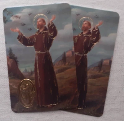 ST FRANCIS   PRAYER FOR PEACE   Embossed Medal   CREDIT CARD SIZE   PACK OF TWO - Image 1 of 4