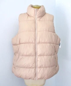 NWT Old Navy Light Sorrell Nylon Puffer Vest Neck Zip Fleece Lining Pockets 2XL - Picture 1 of 8