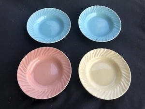 4 - Franciscan Ware Coronado Swirl 6" Fruit Dessert Bowl Blue Yellow Coral Pink - Picture 1 of 7