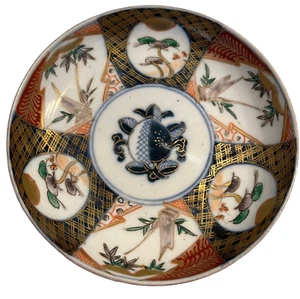 Antiguo plato japonés Imari o cuenco poco profundo. Marca de importación azul alrededor de 1900 - Imagen 1 de 10