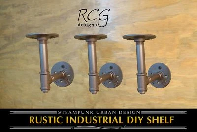 Three 4x4" L Brackets DIY Pipes B (8"-10" deep shelf) urban steampunk rustic - Image 1 of 4