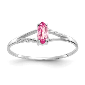 10K White Gold Pink Tourmaline Ring Gemstone Band October Birthstone Jewelry - Picture 1 of 80