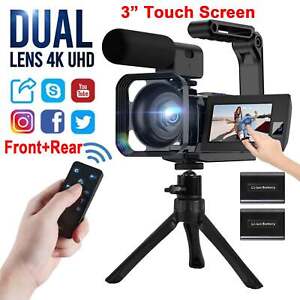 4K Videokamera Camcorder Doppellinse 56MP WiFi Vlogging Kamera16X Zoom 3" Touch
