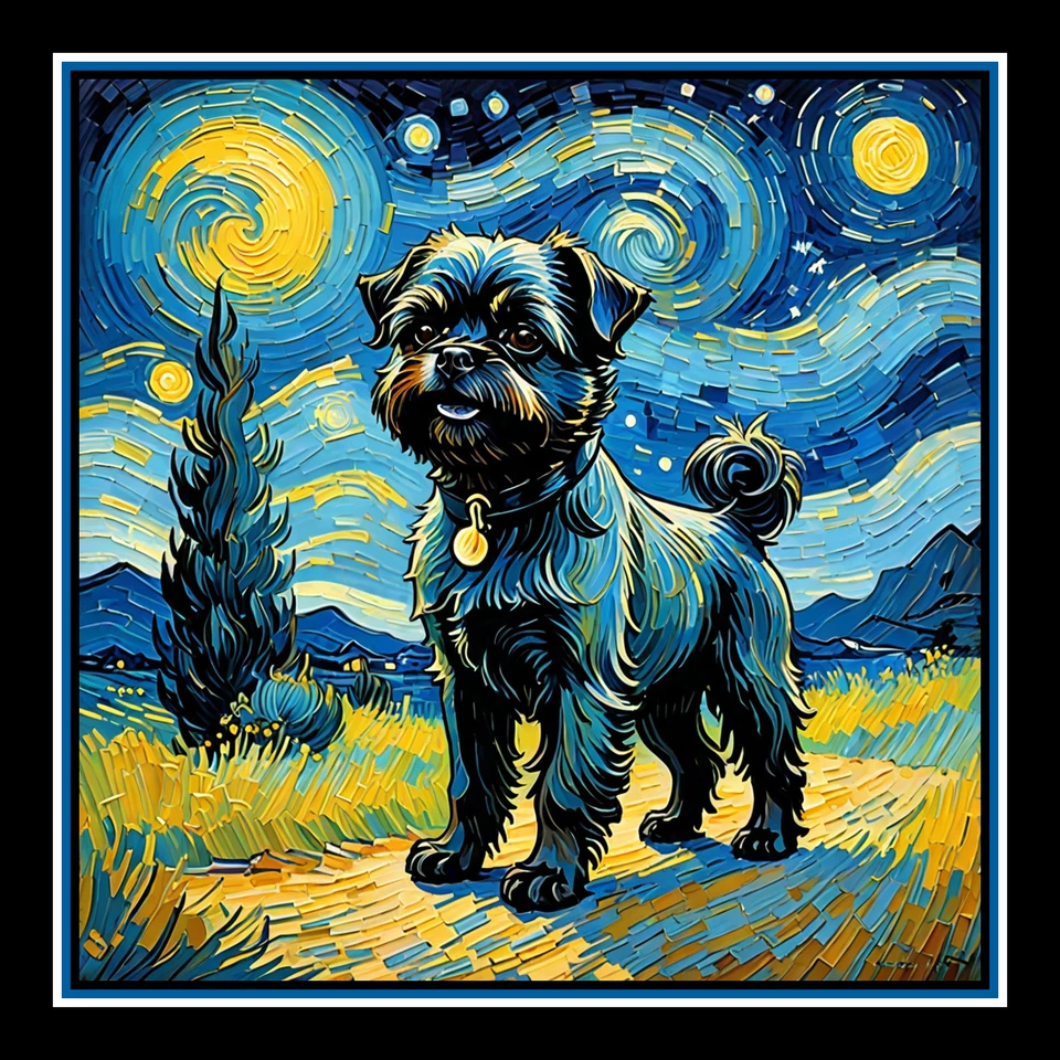 Imán grande para refrigerador Affenpinscher perro noche estrellada Foto 1 de 1