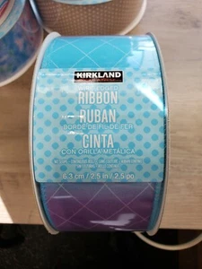 Kirkland Wire-Edged Ribbon 2.5" Wide 50 YD Gift Wrap Ribbon in Teal/Purple - Picture 1 of 4