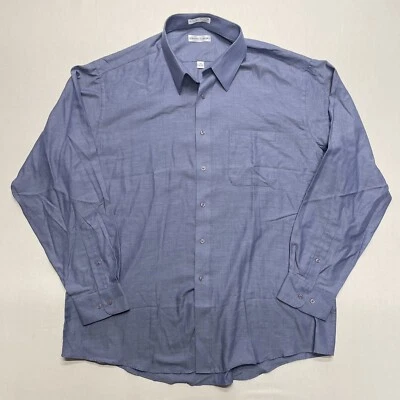 Camisa Pierre Cardin Abotonada Para Hombre XL (17) Azul Patrón Chevron Mezcla de Algodón Foto 1 de 4