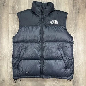 The North Face Nuptse Puffer Vest Men Vintage 700 Goose Down Black Mens L - Picture 1 of 12